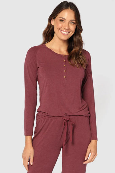 Organic Bamboo Long Sleeve Nursing Henley Top